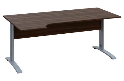 CRK 28 - 166 stůl kancelářský, rohový, levý, kovová podnož stříbrná, deska 25 mm, široký 1600 mm, oř